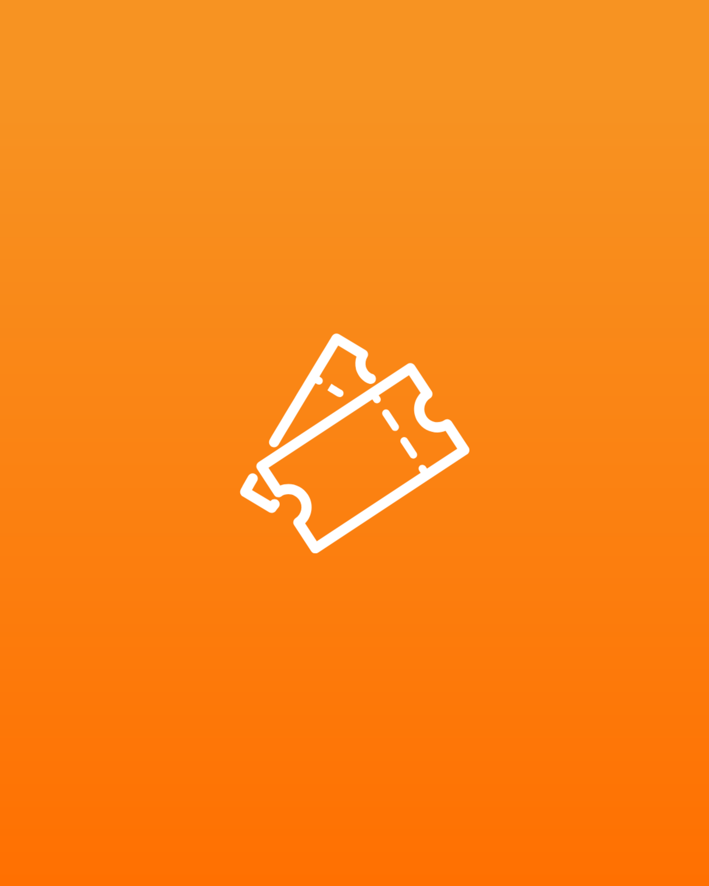 white icon of a ticket on orange background